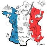 Stock vector of 'Stylized map of France Things that different Regions in France are famous for'